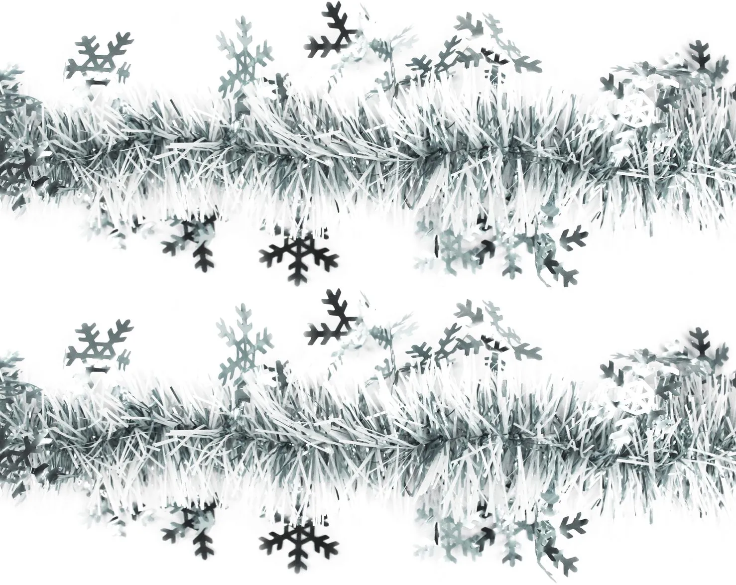 Мишура d7х180см Снежинки (Цвет: серебро)