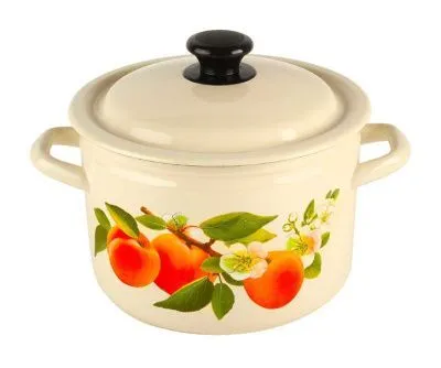 Кастрюля 3000мл эмаль (декор слоновая кость)