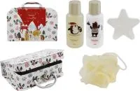 Набор для душа и ванны NataM Зимняя сказка с ароматом теплой ванили и цветущего лайма 4 предмета 