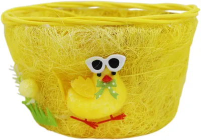 Корзинка пасхальная Цыпленок с очками 15х12х9см круглая