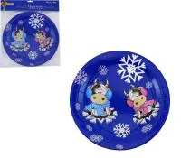 тарелки одноразовые натам, 8шт, 17.8мм, «коровки на снежинках»