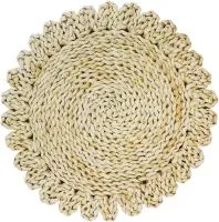 Белая салфетка подставочная из бамбука с волнистым краем 38см