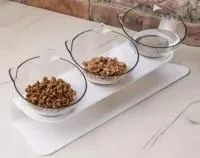 Миска пластиковая МУРОЧКИН 3шт на подставке Цвет: белый/прозрачный