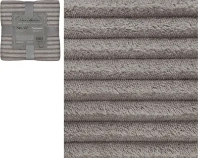 Покрывало постельное декоративное Полоска фланелевое 200х220см плотность 250г/м2 (цвет: серо-бежевый)