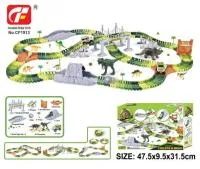 Игровой набор Автотрек Динозавры из 2 машин и 8 динозавровна батарейка 240 деталей 47,5х31,5х10см