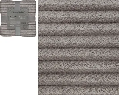 Покрывало постельное декоративное Полоска фланелевое 180х200см плотность 250г/м2 (Цвет: серо-бежевый)