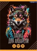 Папка для акварели А4 20л ALINGAR Модный волк