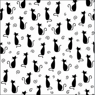 Салфетки бумажные NataM 20шт 25х25см 2-х слойные DN (Черные кошки на белом // A25005)