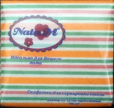 Салфетки бумажные NataM 100шт 23х23см с рисунком (Полоски)