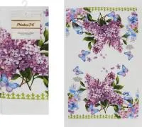 Хлопковое кухонное полотенце цветущая сирень 38x63см с цветочным дизайном