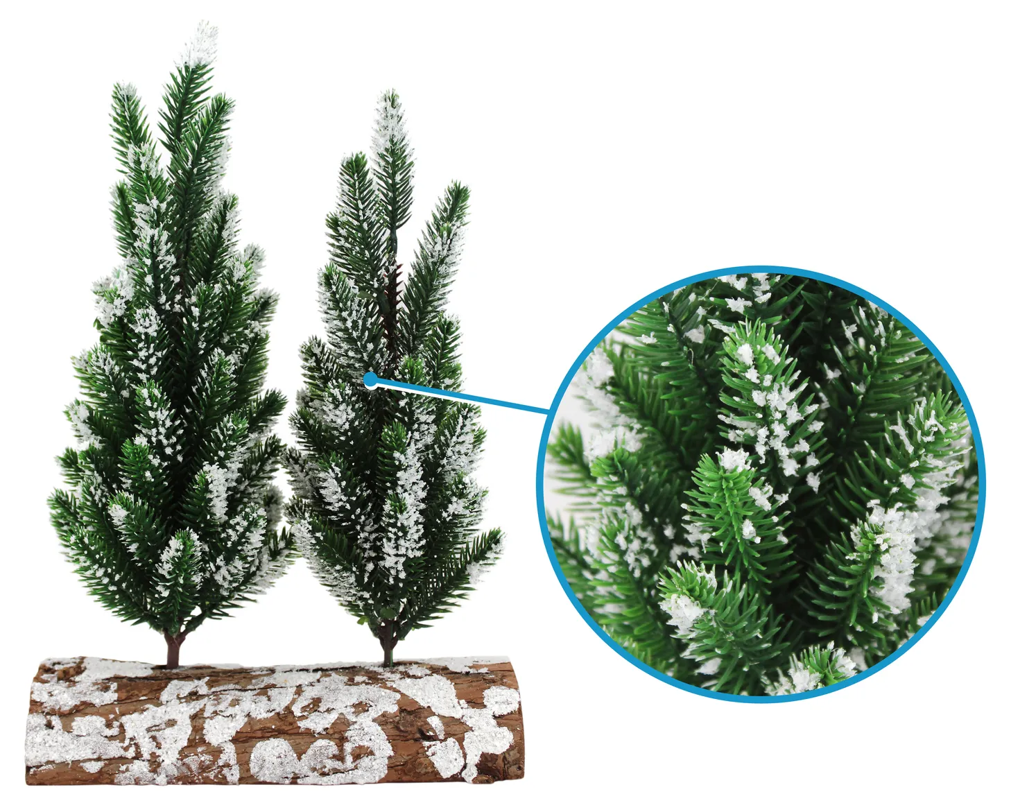 Ели декоративные Там Там Заснеженные h30см на деревянной подставке