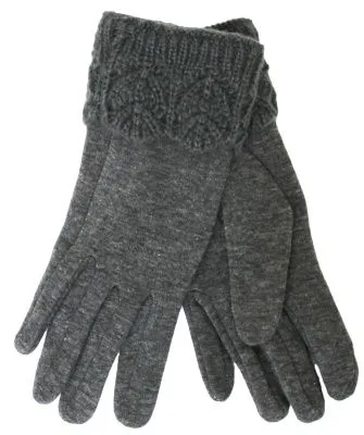 Перчатки трикотаж+вязанное кружево (р.6,5 серый)