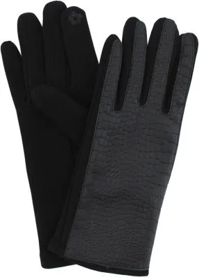 Перчатки женские комбинированные (кожа/трикотаж) цвет:черный (р.7,0)