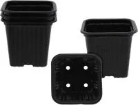 черный квадратный пластиковый горшок для рассады 70х70х65мм