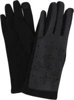 Перчатки женские комбинированные (кожа/трикотаж) цвет: черный
