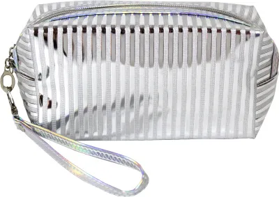 Косметичка Стильная полоска 18х9х10см ПВХ (Цвет: серебро)