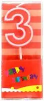 Свеча для торта Яркий праздник Цифра 3 7,5см