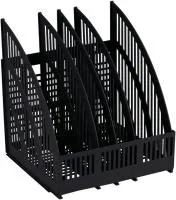 Лоток для бумаг 4 секции СТАММ вертикальный сборный, черный