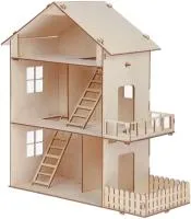Дом для кукол 3-х этажный с двориком