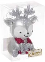 Ёлочная игрушка Весёлый оленёнок 8х5.5х11.5см, цвет: серебро