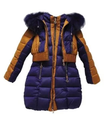 Bilemi, пальто-жил. для девочки зима 714026 (р.128 сине-рыж)