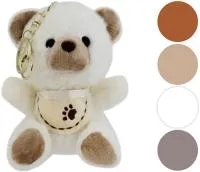 коричневый плюшевый мишка с нагрудником 13см