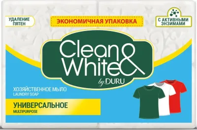 Мыло хозяйственное DURU CLEAN&WHITE 2х120г (Универсальное)