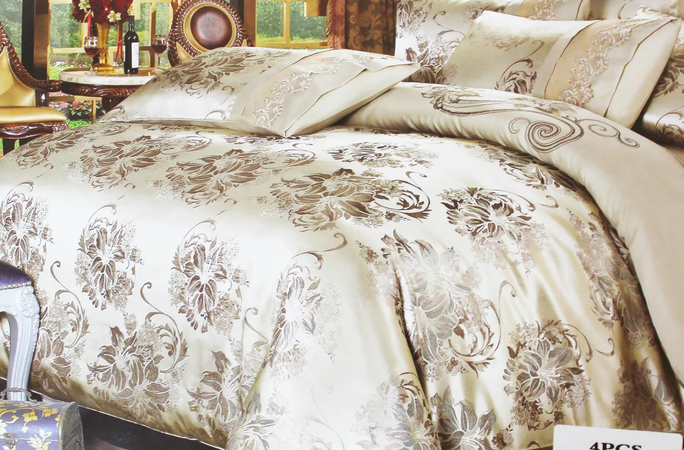 Комплект постельного белья Евро с кантом 220х230см сатин-жаккард (441)