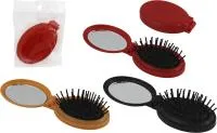 Расческа для волос 85х55мм складная овальная с зеркалом, пластик