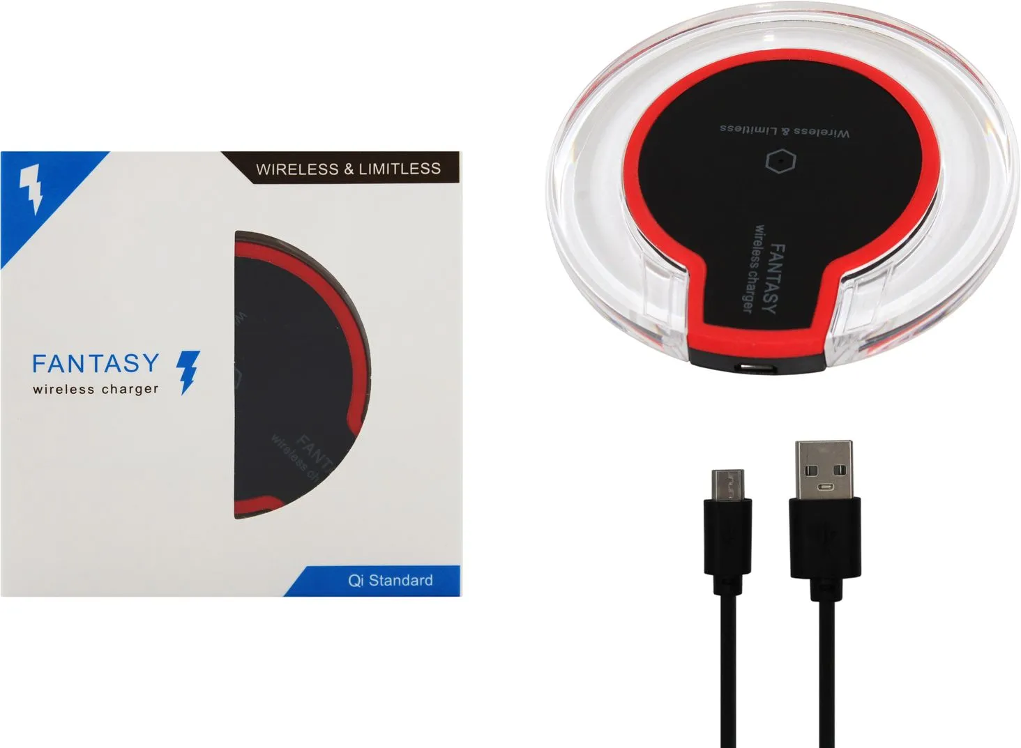 Беспроводное зарядное устройство Qi Wireless Charging совместимость iOS Android  (Цвет: черный.)