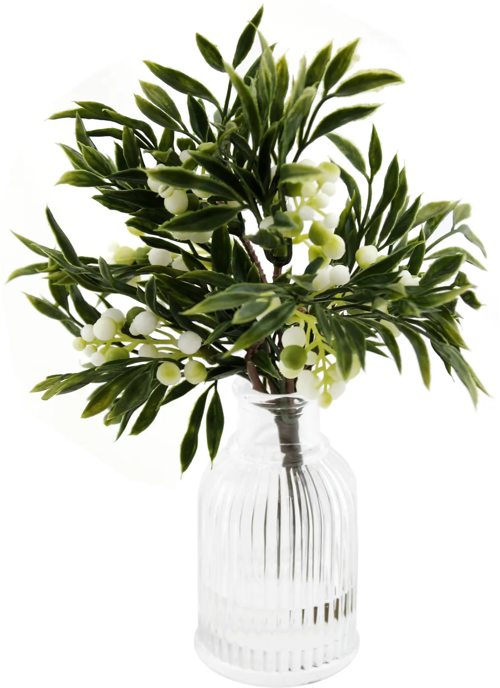 Декоративные ветки снежноягодник в стеклянной вазе 21см