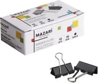Зажимы для бумаг 15мм 12шт MAZARI черный