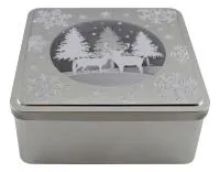 Банка жестяная 1550мл Серебрянный лес, средняя Размер: 152х152х67мм 