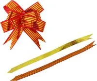 Бант упаковочный d7см ширина 1.7см полосатый Желтый/Красный