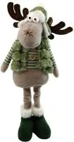 Игрушка мягкая Олень в меховой жилетке стоит Цвет: зелёный Размер: 18х13х46см