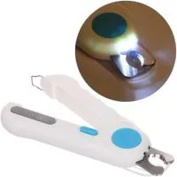 Когтерез для животных ПРЕМИУМ с LED подсветкой, пилкой и отсеком для ногтей Цвет: белый