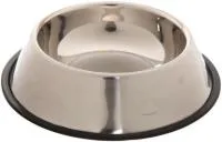 Миска металлическая для животных ЛАПКИ чёрный пластиковый ободок 270мл