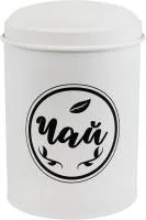 банка металлическая, 1400мл, чай, круглая средняя, 11х16,4см, белая, с крышкой