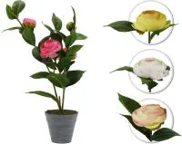 Декоративный цветок пион в горшке из пластмассы и текстиля 44см