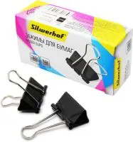 Зажимы для бумаг 32мм 12шт SILWERHOF черные