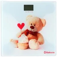 Весы напольные SAKURA до 180кг электронные принт: Медвежонок 