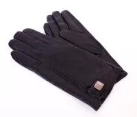 Перчатки кожаные с квадратной кнопкой подклад текстиль