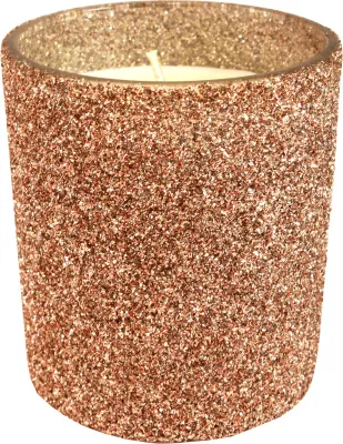 Свеча ароматическая Сияющий момент 130г Размер стакана: d70мм h80мм (Аромат: сладкая роза и ирис Цвет: розовое золото)