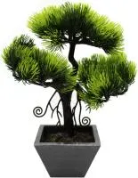 Декоративное дерево бонсай в горшке из пластмассы и металла 27.5см
