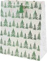 Пакет подарочный Зелёные ели Размер: 26х12х32см Материал: бумага