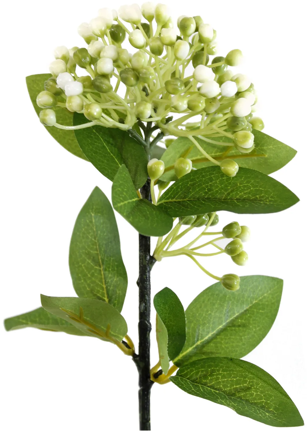 Зеленая декоративная бузина с тканевыми листьями 42см