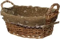 Корзина овальная 32х23х11см с двумя ручками и с тканевым чехлом, ротанг