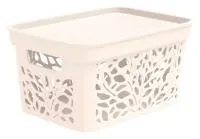 Корзина Leaves 10л 333х225х174мм с крышкой Цвет: молочный