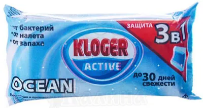 ЧС KLOGER 40г для унитаза с гелевыми вставками запасной блок (Морской)