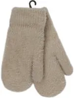 Варежки женские двойные с мехом, цвет бежевый